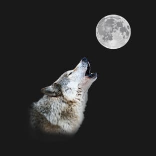 Wolf howling at moon artwork T-Shirt