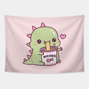 Cute Dino Loves Instant Noodles Tapestry