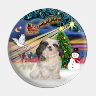 "Christmas Magic" with a Black and White Shih Tzu Pin