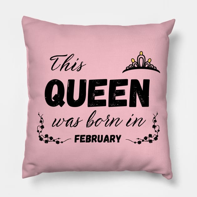 Queen born in February Pillow by Kenizio 