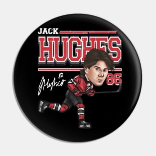 Jack Hughes New Jersey Cartoon Pin