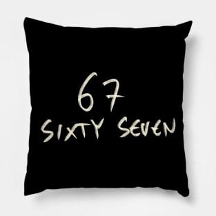 Hand Drawn Letter Number 67 Sixty Seven Pillow