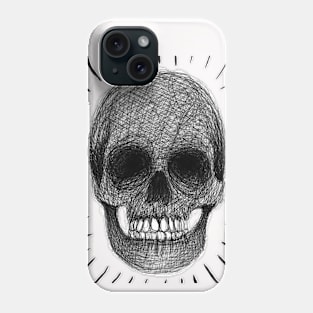 Grim skull on white background Phone Case