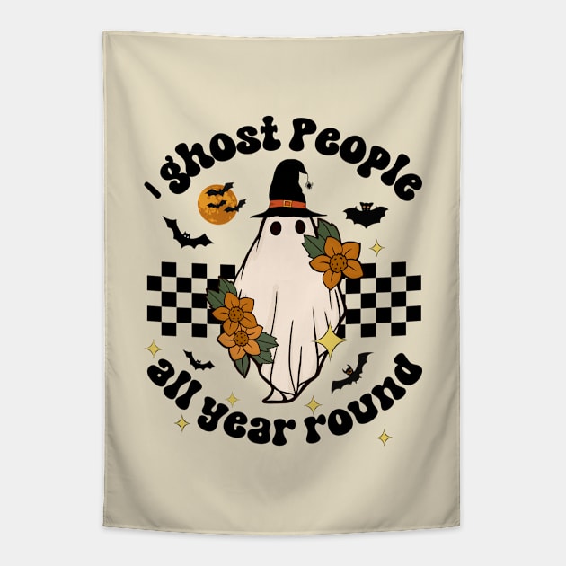Ighost People All Year Round, Retro I Ghost People All Year Round Ghost Spooky Halloween Tapestry by Fashion planet