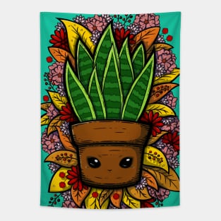 Cute Snake Plant Illustration Tapestry