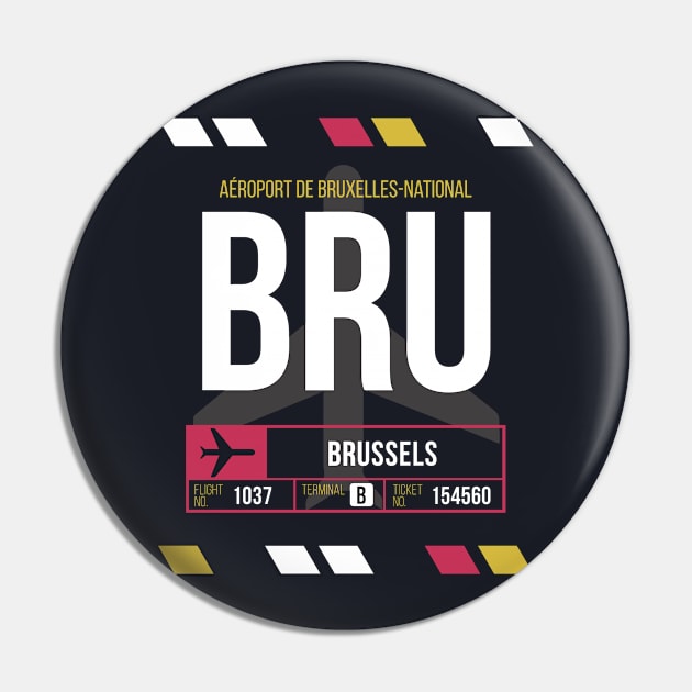 Brussels (BRU) Airport Code Baggage Tag Pin by SLAG_Creative
