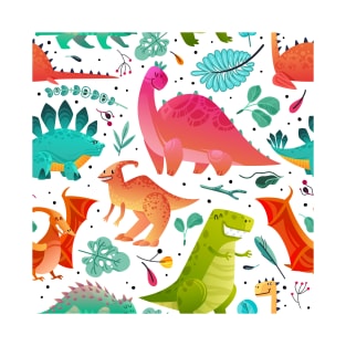 Dinosaur Print Pattern Gift Art Lover Dino Love Boy Girl T-rex Raptor T-Shirt