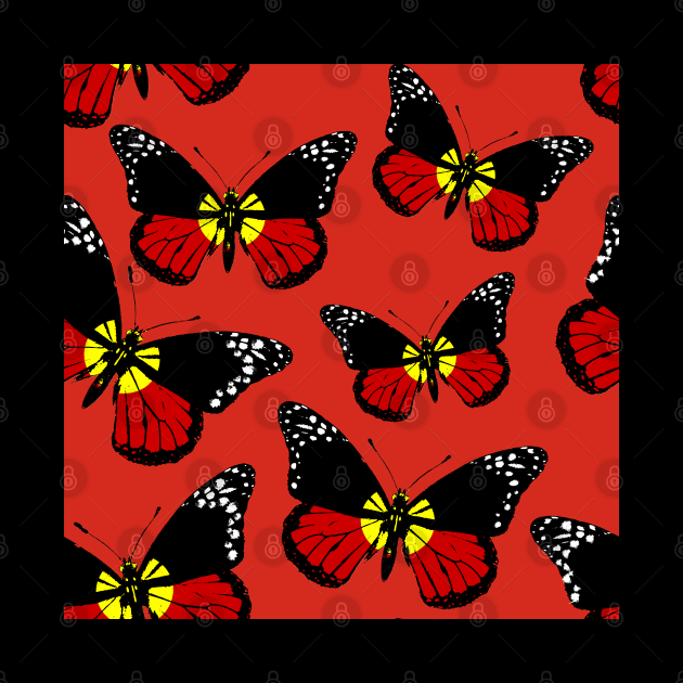 Aboriginal Australia Flag of Butterfly Hope Representing Freedom and Indegenious Australians by Mochabonk