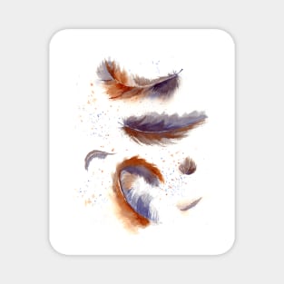 Watercolor falling feathers Magnet