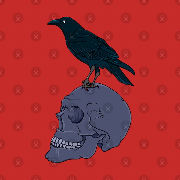 Raven on a Skull by mailboxdisco