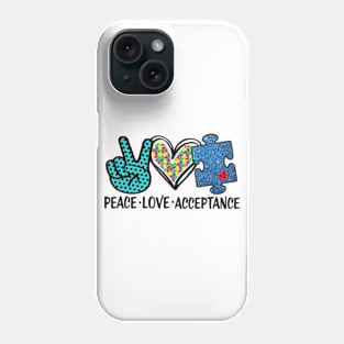 Peace Love Acceptance Autism Mental Health Awareness Phone Case