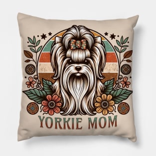 Yorkie Mom Boho Florals Dog Pillow