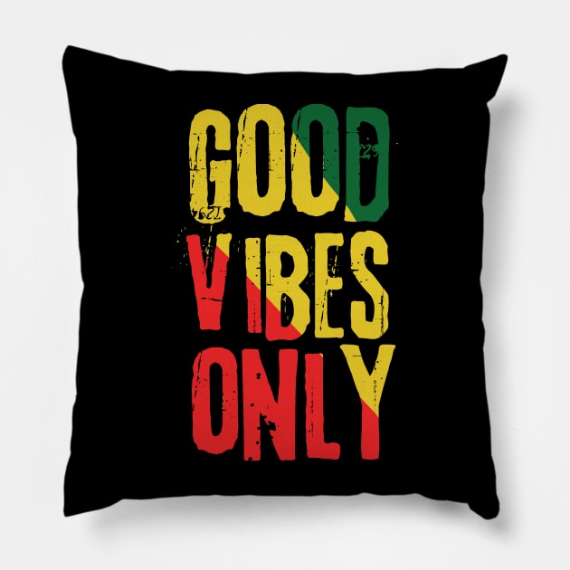 Good Vibes Only Rasta Reggae Roots Pillow by Teewyld