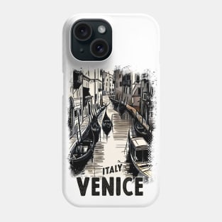 Venice Italy Vintage Travel Postcard Art Style Retro Mid Century illustration Phone Case