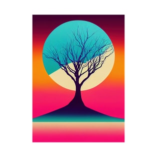 Vibrant Colored Whimsical Minimalist Lonely Tree - Abstract Minimalist Bright Colorful Nature Poster Art of a Leafless Branches T-Shirt