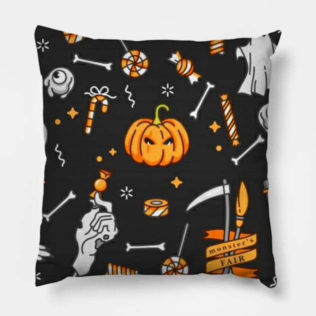 Halloween pattern mask Pillow by TheHigh