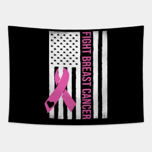 Fight Breast Cancer USA Flag Breast Cancer Awareness Month Tapestry