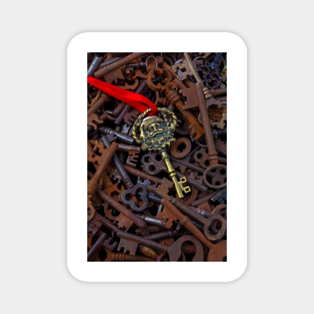 Santa Skeleton Key On Pile Of Old Keys Magnet by photogarry