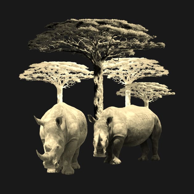 Rhino - Rhinoceros - Wildlife - Africa - Sepia by T-SHIRTS UND MEHR