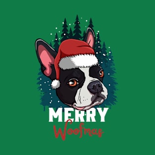 Boston Terrier Xmas Pajama Costume Art T-Shirt