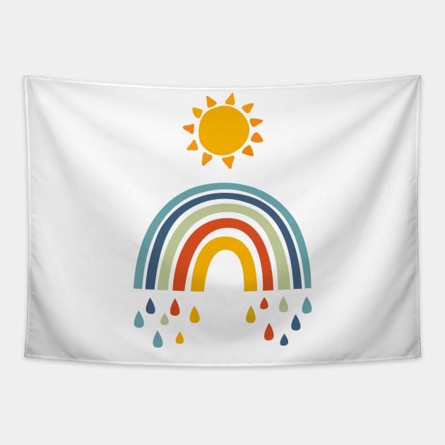 Rainbow and sun Tapestry by grafart