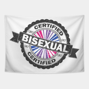 Certified Bisexual Pride Seal of Approval with Pride Flag Background Tapestry