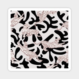 Tigers and Modern Leaves Magnet