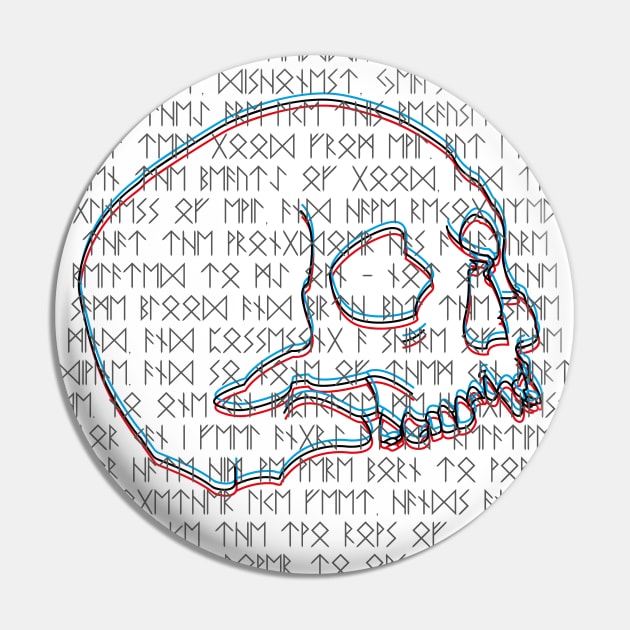 Marcus Aurelius Quote in Runic - 3D Skull Pin by FateRoarerGodViaBlood