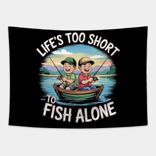 Fishing Buddies Motto Tapestry