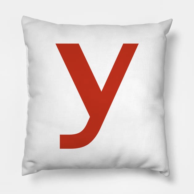 Letter y in Red Text Minimal Typography Pillow by ellenhenryart