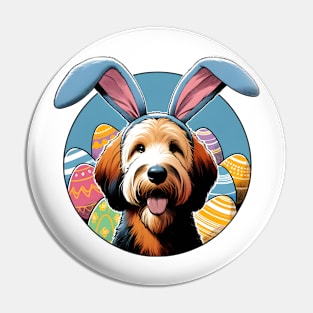 Otterhound's Easter Delight with Bunny Ears and Eggs Pin