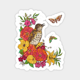 Floral Song Thrush Magnet