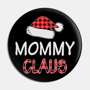 Mommy Claus Funny Red Plaid Santa Hat Matching Family Christmas Gifts Pin