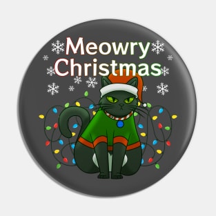 Meowry Christmas Pin