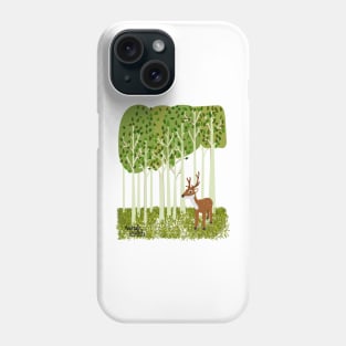 Deer in birch forest Phone Case