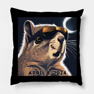 2024 Total Solar Eclipse Watching Squirrel April 8 Pillow