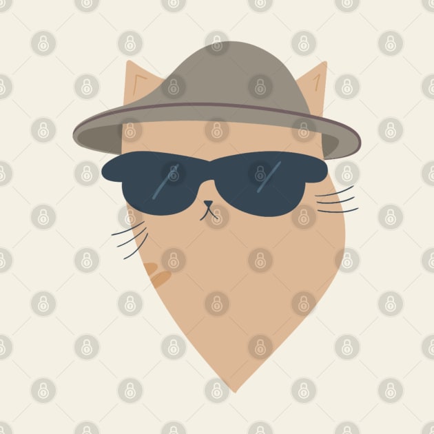 Modern Cat: Brown/Orange with Stylish Hat & Sunglasses by ShutterStudios