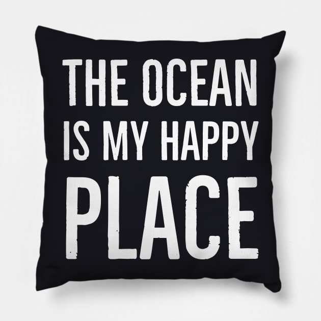 The Ocean Is My Happy Place Pillow by Suzhi Q