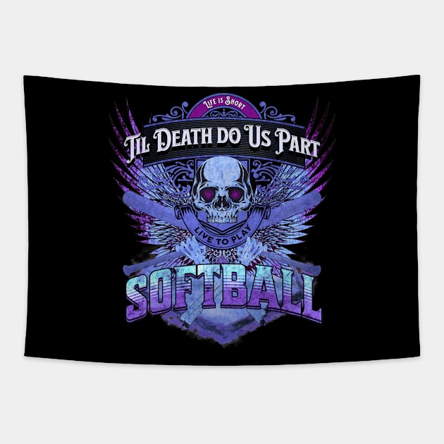 Life is Short - Live to Play Softball - Mystic Blue Tapestry by FutureImaging