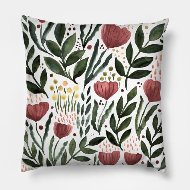 Watercolor flower garden - vintage Pillow by wackapacka