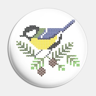 Knitted great tit Pin