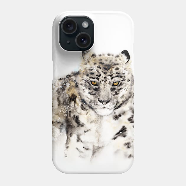 Snow leopard watercolor Phone Case by MandalaSoul