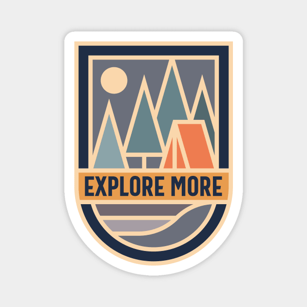 Nature inspiration: Explore More camping badge (retro colors and design) Magnet by AtlasMirabilis