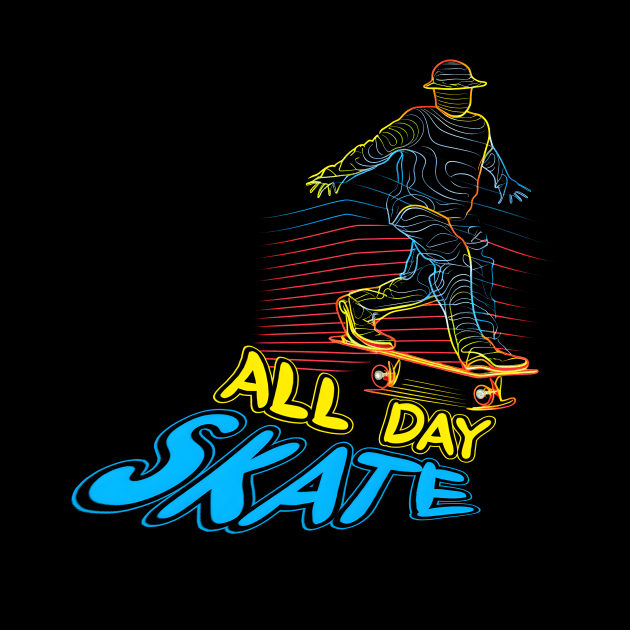 Skateboard Art Design inspirational quotes all day skate by A Floral Letter Capital letter A | Monogram, Sticker