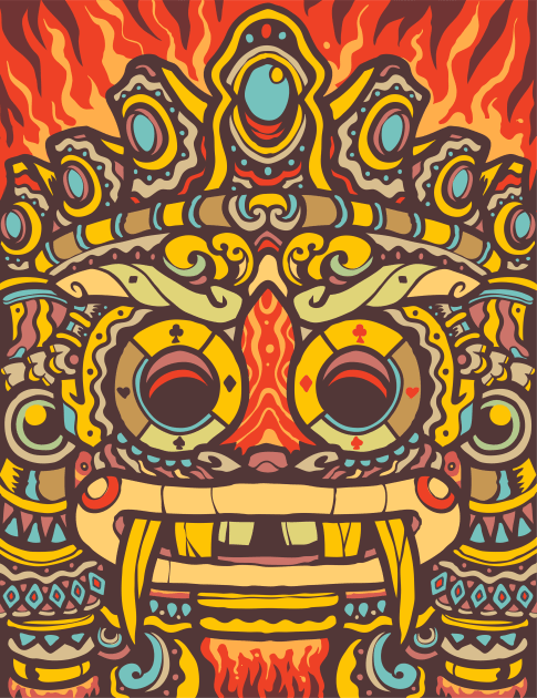 Aztec Warrior Grin Kids T-Shirt by machmigo