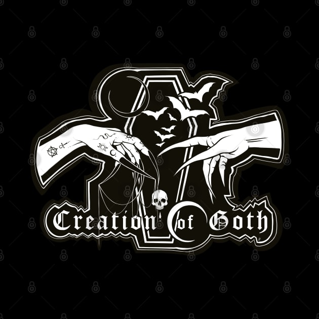 Creation of Goth - retro dark, half moon, night night, vampire, dark sticker, gothic Creation of Adam by SSINAMOON COVEN