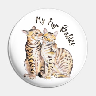 Bengal Cats Love Fur Babies Watercolor Art Pin