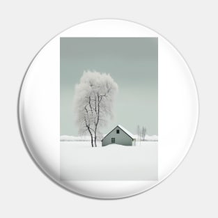 Swedish Winter Cottage Minimalist Art Print Pin