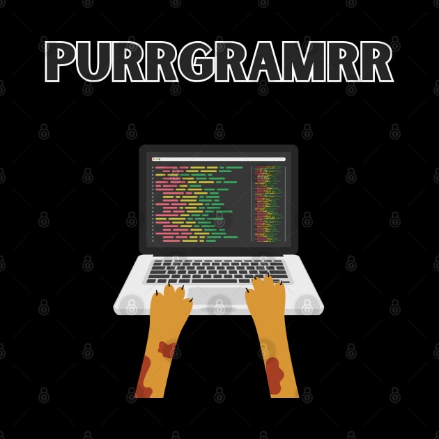 Purrgramrr Programmer Funny Cat Paws on Laptop by ApricotJamStore