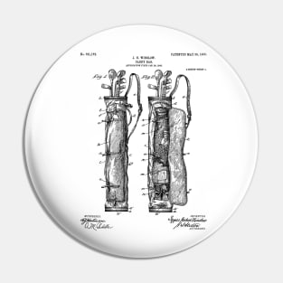 Golf Bag Patent - Caddy Art - Black And White Pin